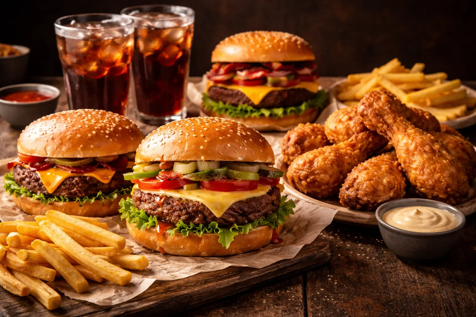 Fast food table scene